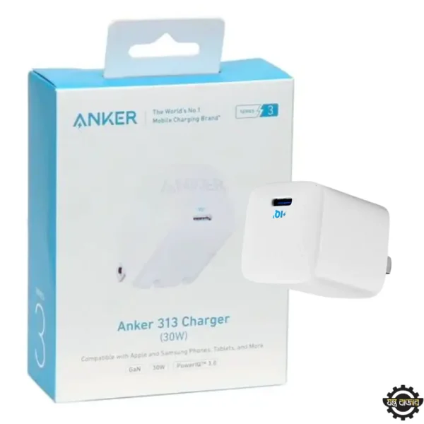 Anker 313 GaN 30W PIQ 3.0 – Foldable Fast Charger | High-Speed Portable USB-C Charger