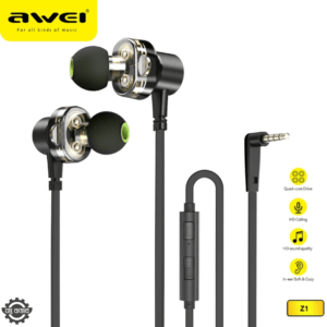 Awei Z1 Dual Driver Wired Earphones with Hi-Fi Sound and In-line Mic