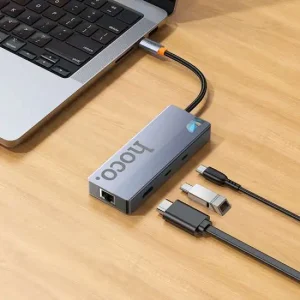 HOCO. 8-in-1 Type-C Hub (HDTV + RJ45 + SD/TF + PD + Type-C 3.0 + USB 3.0 * 2)