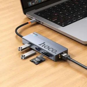 HOCO. 8-in-1 Type-C Hub (HDTV + RJ45 + SD/TF + PD + Type-C 3.0 + USB 3.0 * 2)