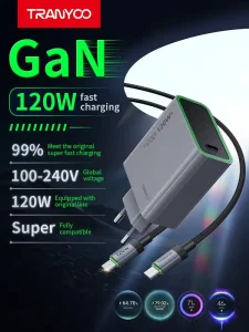 TRANYOO 120W GaN Fast Charger - Universal PD Compatible for iPhone, Android & Laptops
