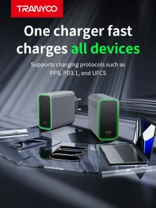TRANYOO 120W GaN Fast Charger - Universal PD Compatible for iPhone, Android & Laptops