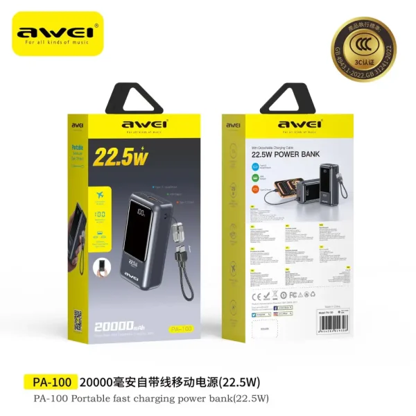 Awei PA-100 22.5W Fast 20000mAh Power Bank